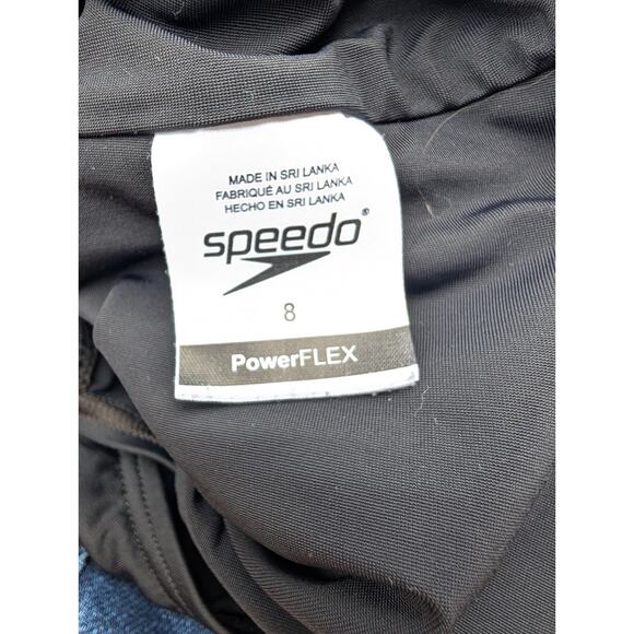 Speedo Womens PowerFlex Swimsuit 8 Black Racer Back Full Coverage Built In Bra - Picture 6 of 6